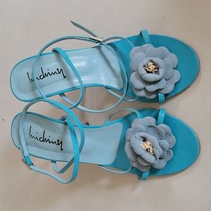 LuichinyTURQUOISE TEAL ankle strap high heel shoes Size 8